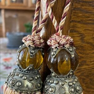 (2) Vintage Tassels. Glass-Metal Accents Good Condition.